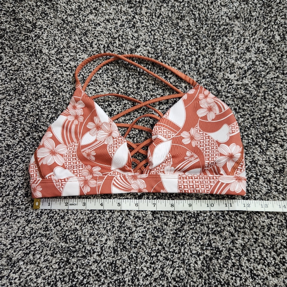 Victoria’s Secret Sport Bra Strappy Front & Back, Orange Ginger Floral Sz S